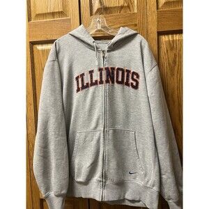 Nike Illinois Fighting Illini gray full-zip hoodie Size L/XL